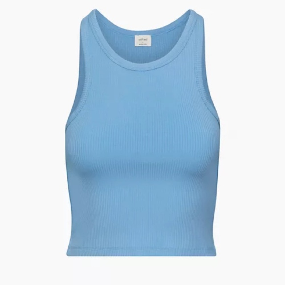 Aritzia Wilfred Heli cropped racer ribbed tank / size S / buoy blue